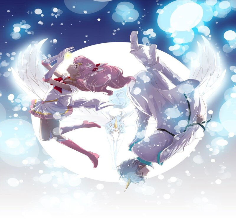 Two Characters with Wings — Blue, Serene
