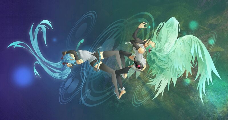 Two Characters with Wings — Blue