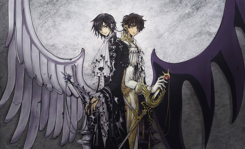 Two Characters with Wings — Gray