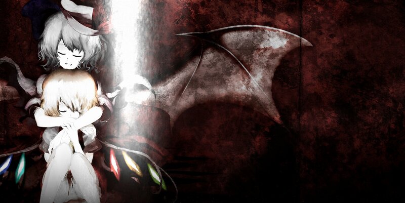 Two characters with wings in dark setting