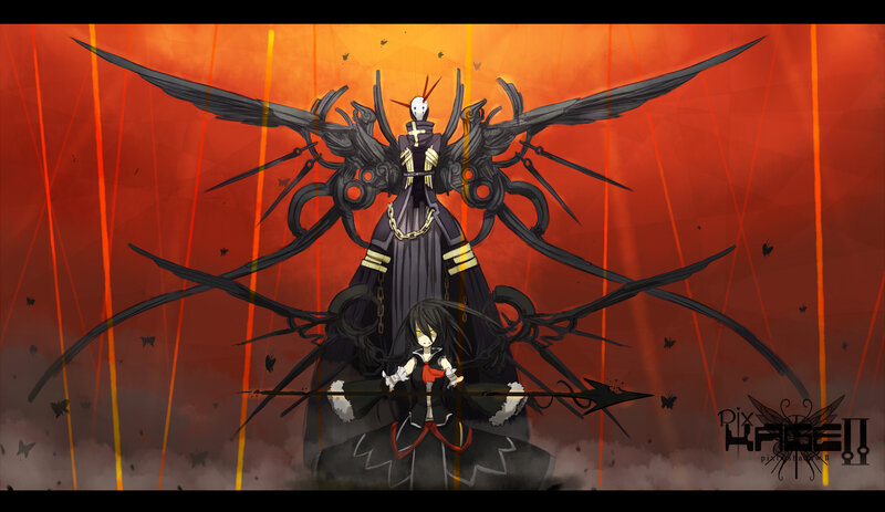 Two Characters with Wings — Red, Dramatic