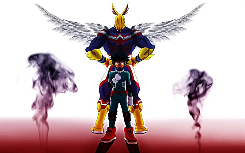 Two Characters with Wings — White, Dramatic, Anime, Smoke