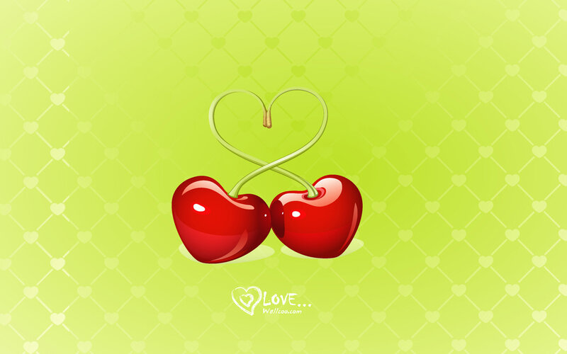 Two Cherries Forming a Heart
