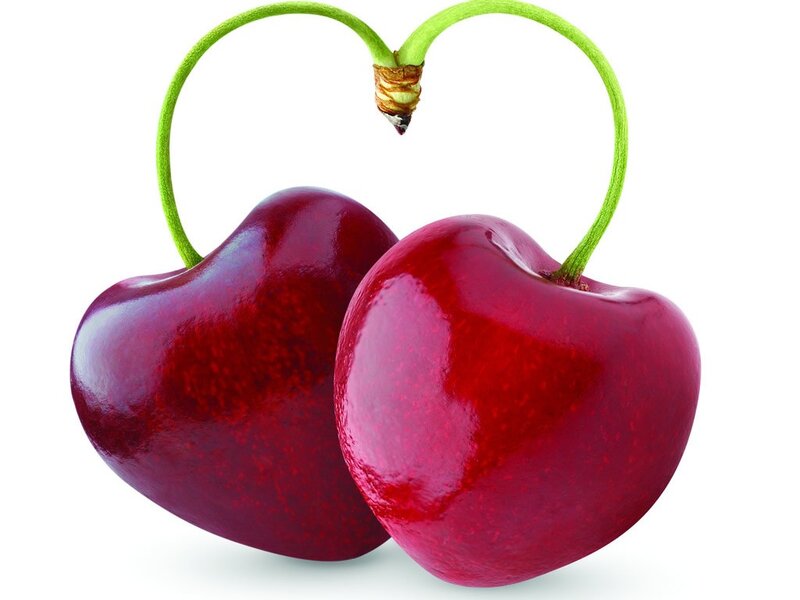 Two Cherries in Heart Shape