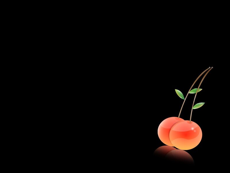 two cherries on black background