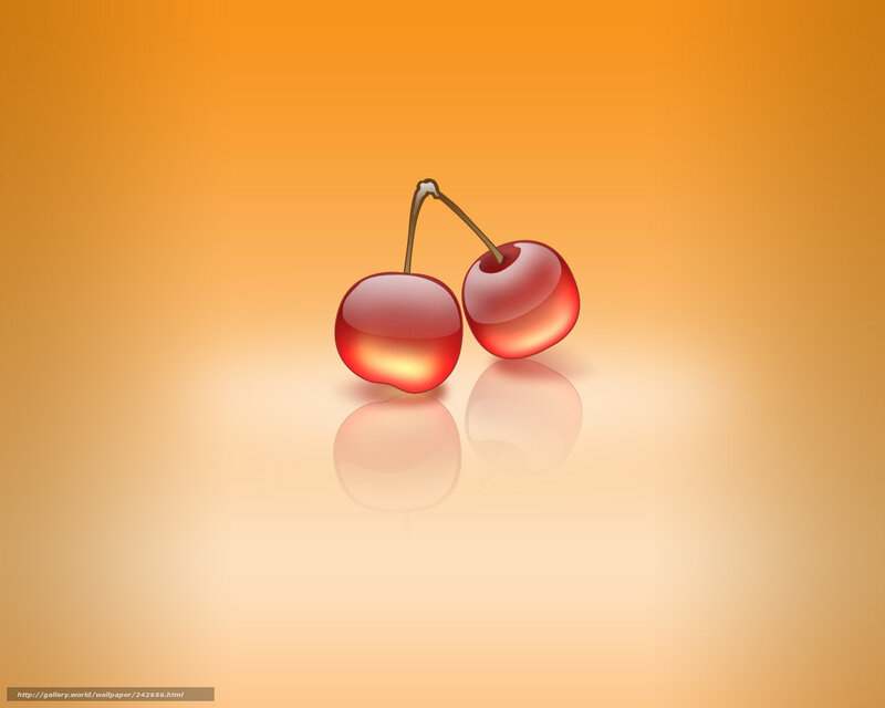 Two cherries on orange