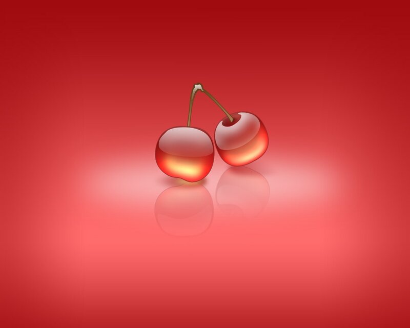 two cherries on red background