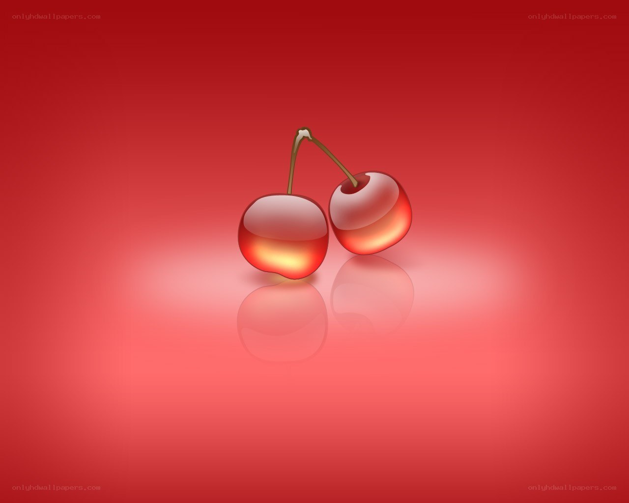 two cherries on red background