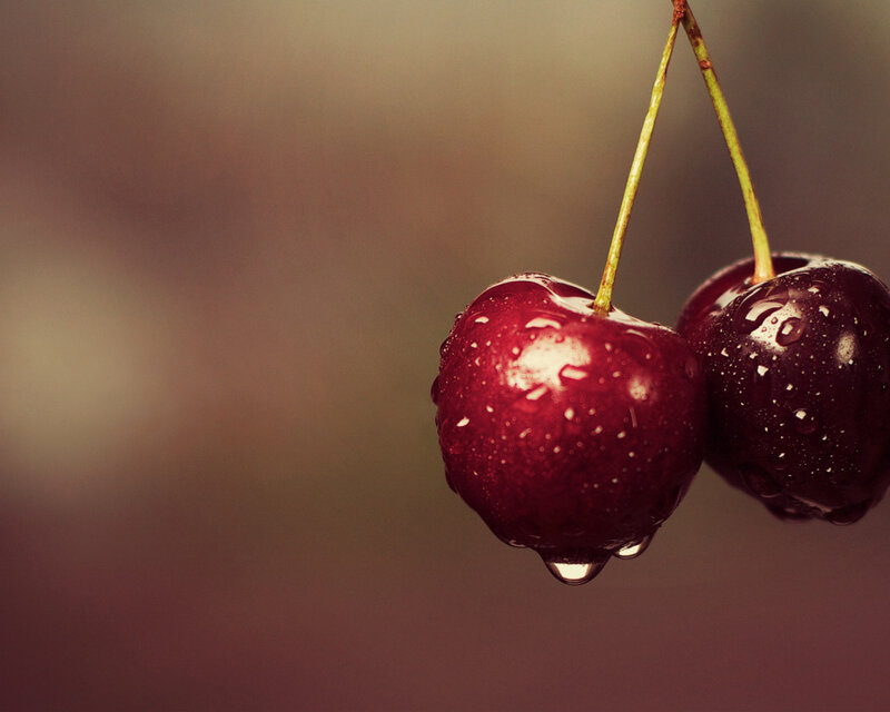 Two Cherries on Stem