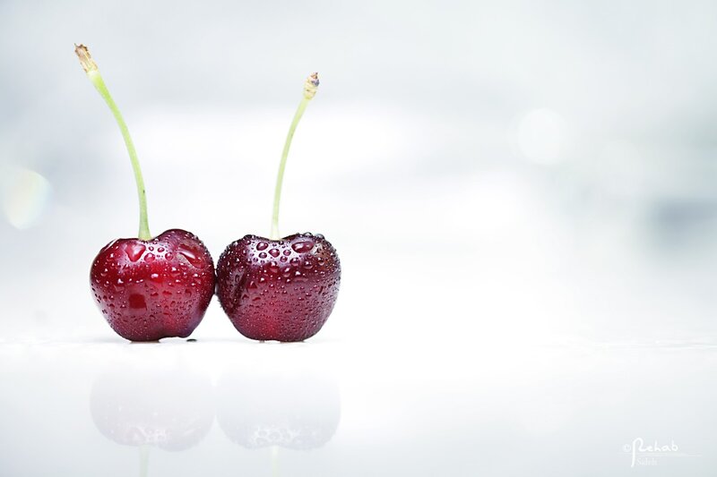 Two Cherries on White — Red, Serene