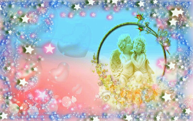 Two Cherub Angels Kissing