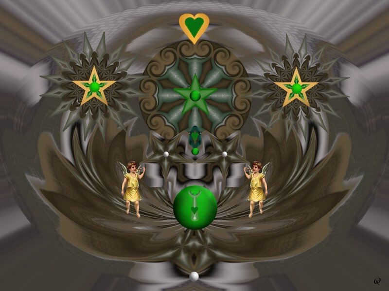 Two Cherubs in a Fractal Design
