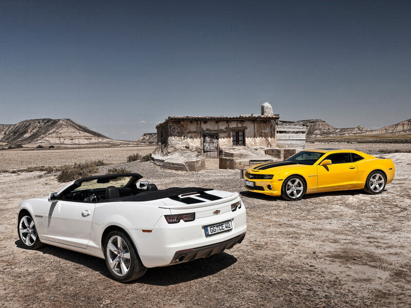 Two Chevrolet Camaro Cars — White