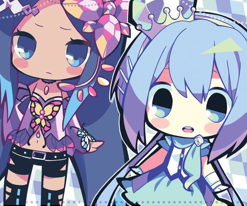 Two Chibi Anime Girls — Purple, Playful