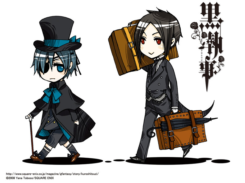 Two Chibi Characters — Black, Playful