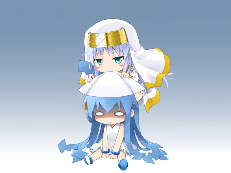 Two Chibi Characters — Blue, Playful, Anime, Chibi Art Style