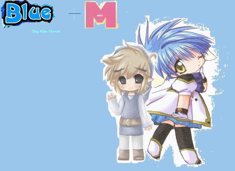 Two Chibi Characters — Blue, Playful, Anime