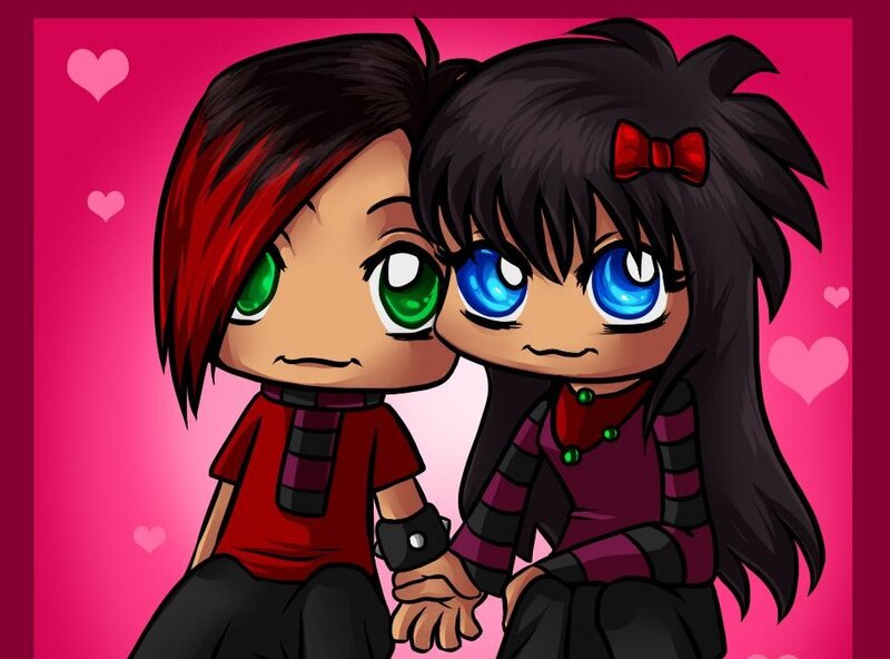 Two Chibi Characters Holding Hands