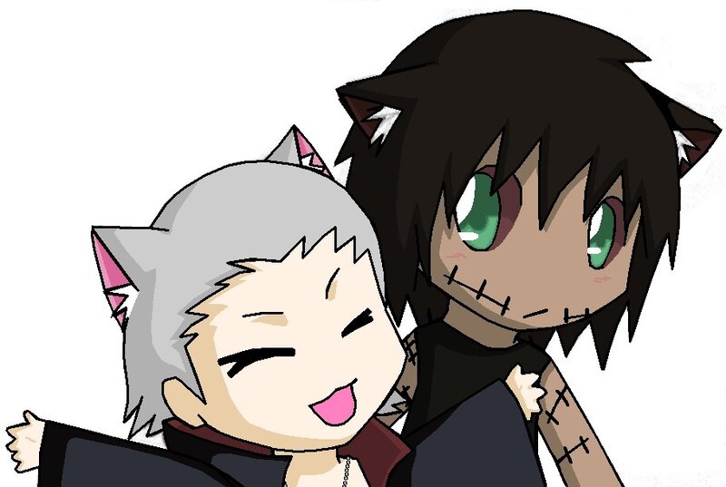 Two Chibi Characters Hugging — Black