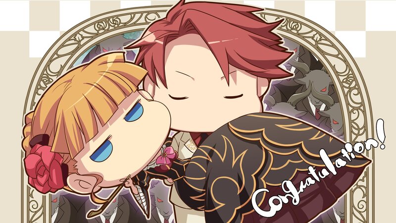 Two Chibi Characters Hugging — Brown