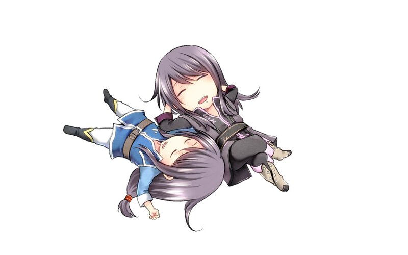 Two chibi characters hugging