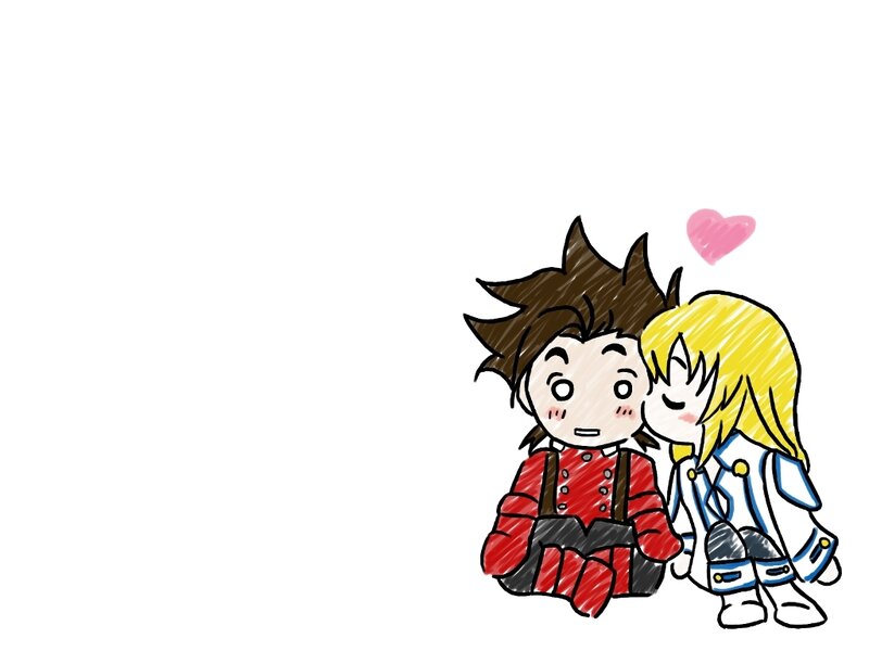 Two Chibi Characters Hugging — White, Cute