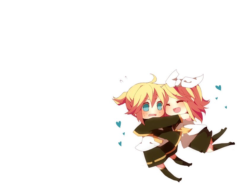 Two Chibi Characters Hugging — Yellow, Happy
