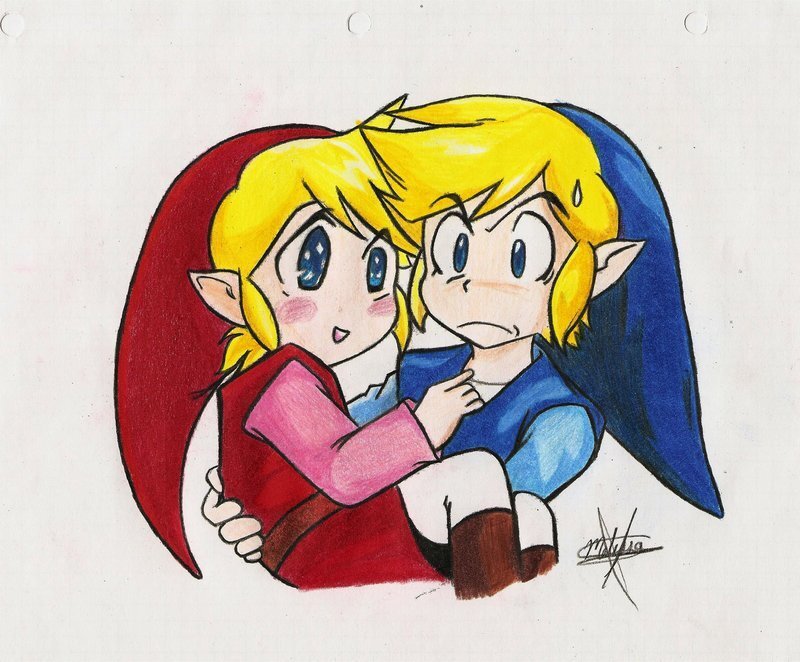Two Chibi Characters Hugging — Yellow
