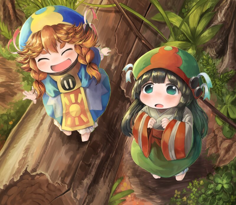 Two Chibi Characters in Forest