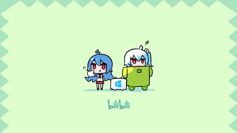 Two Chibi Characters — Light Green, Playful