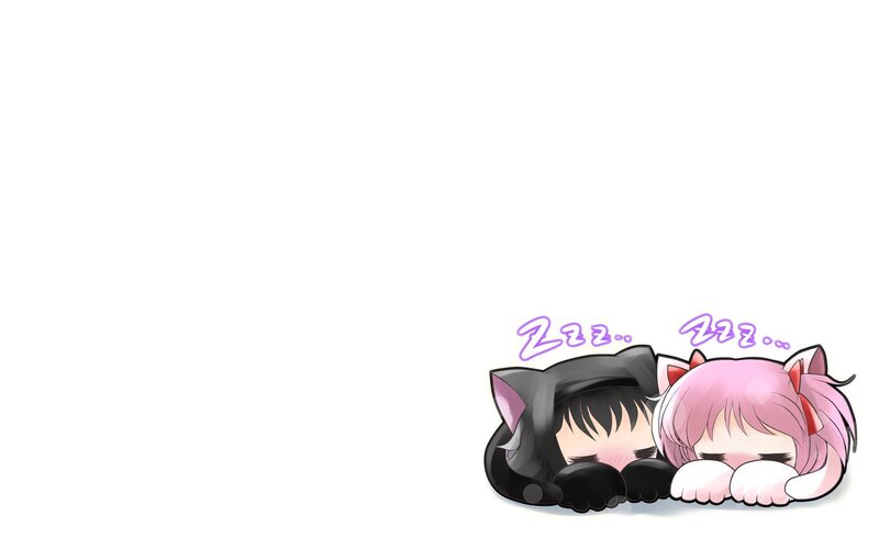 Two Chibi Characters Sleeping — White