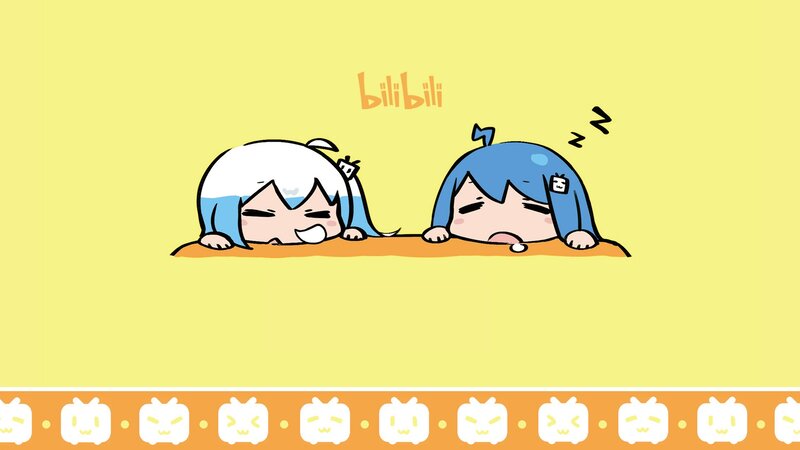 Two Chibi Characters Sleeping — Yellow