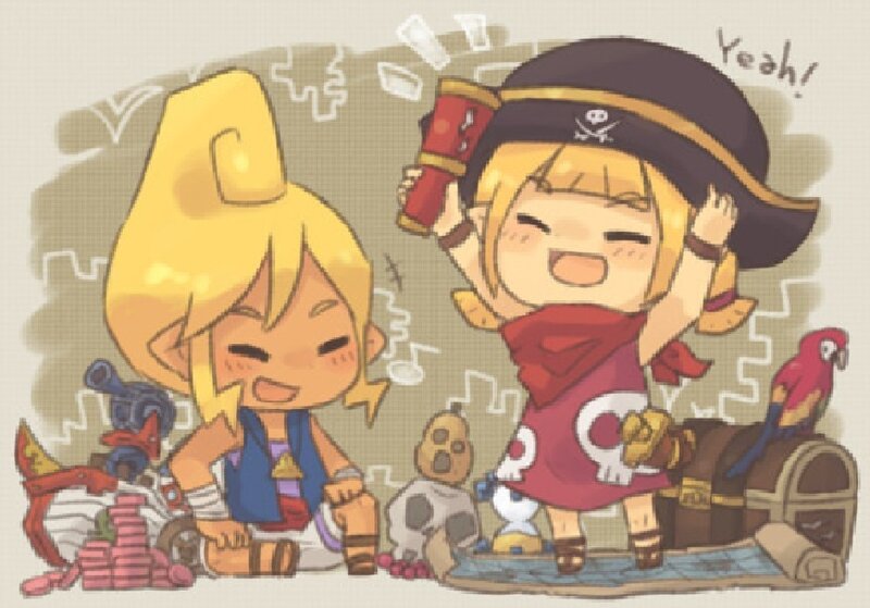 Two Chibi Characters — Yellow, Playful