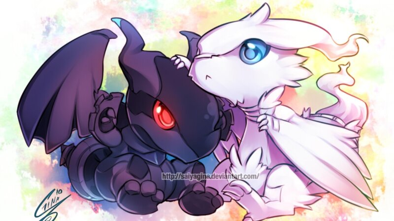 Two Chibi Dragons — White