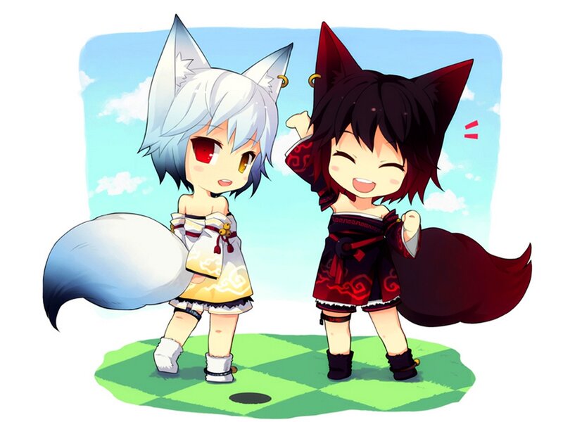 Two Chibi Fox Characters