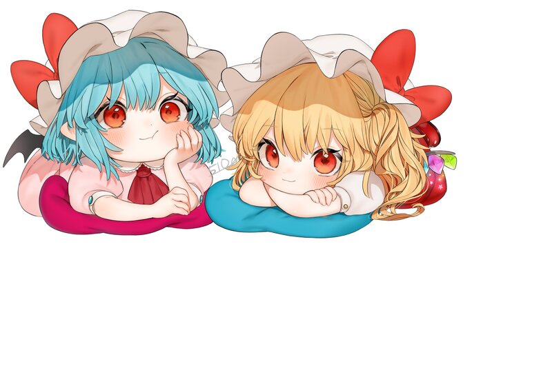 Two Chibi Girls — Blue, Playful, Anime