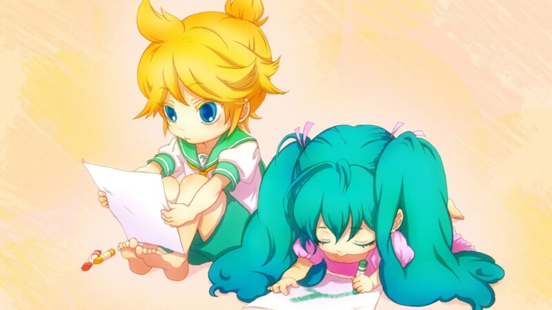 Two Chibi Girls Drawing