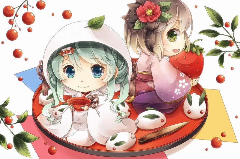 Two Chibi Girls Eating