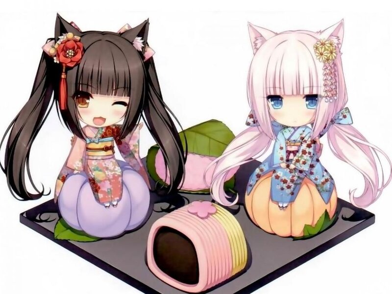 Two Chibi Girls in Kimonos
