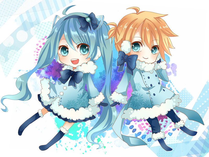 Two Chibi Girls in Winter Coats