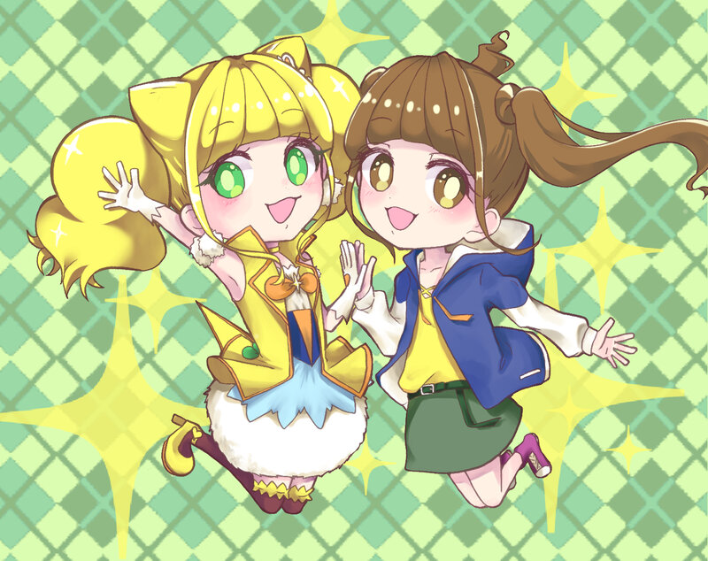 Two Chibi Girls Jumping