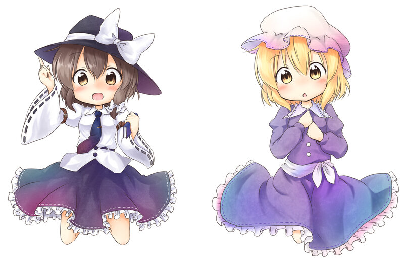 Two Chibi Girls — Purple, Playful