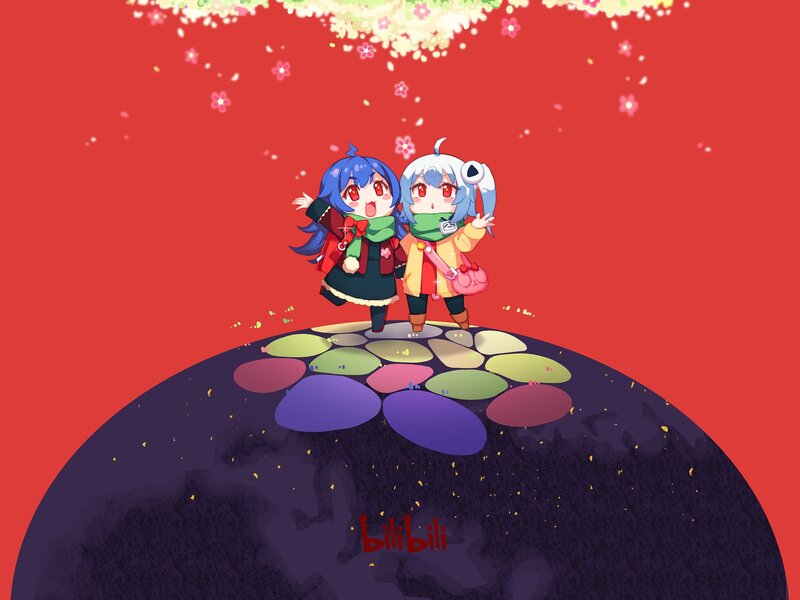 Two Chibi Girls — Red