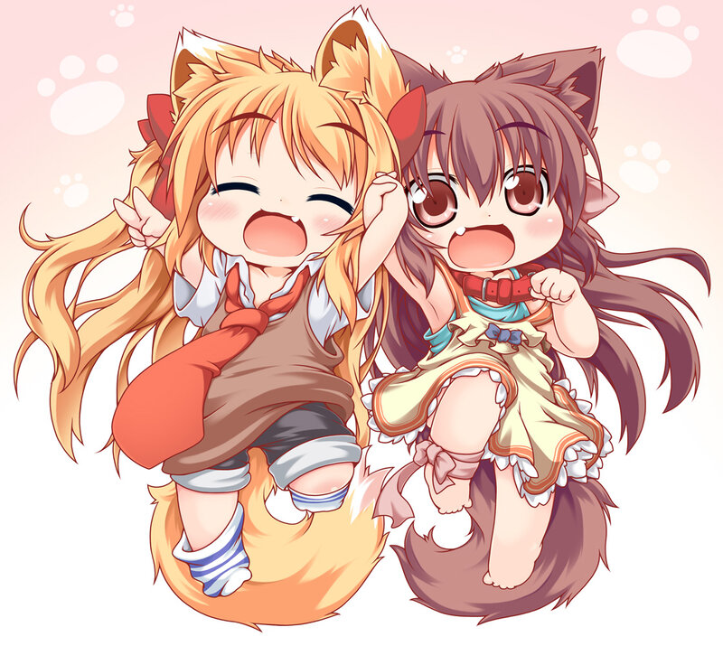 Two Chibi Girls with Animal Ears