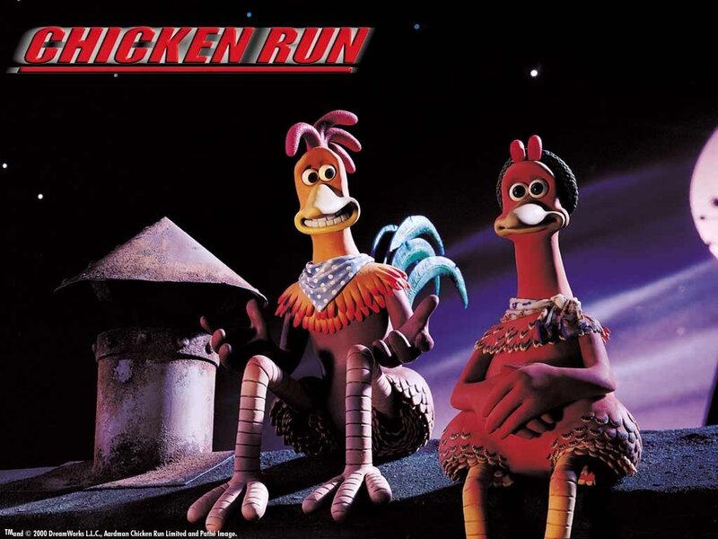 Two Chickens on a Roof