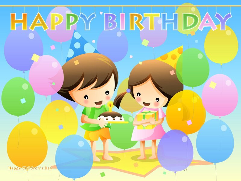 Two Children at Birthday Party — Blue