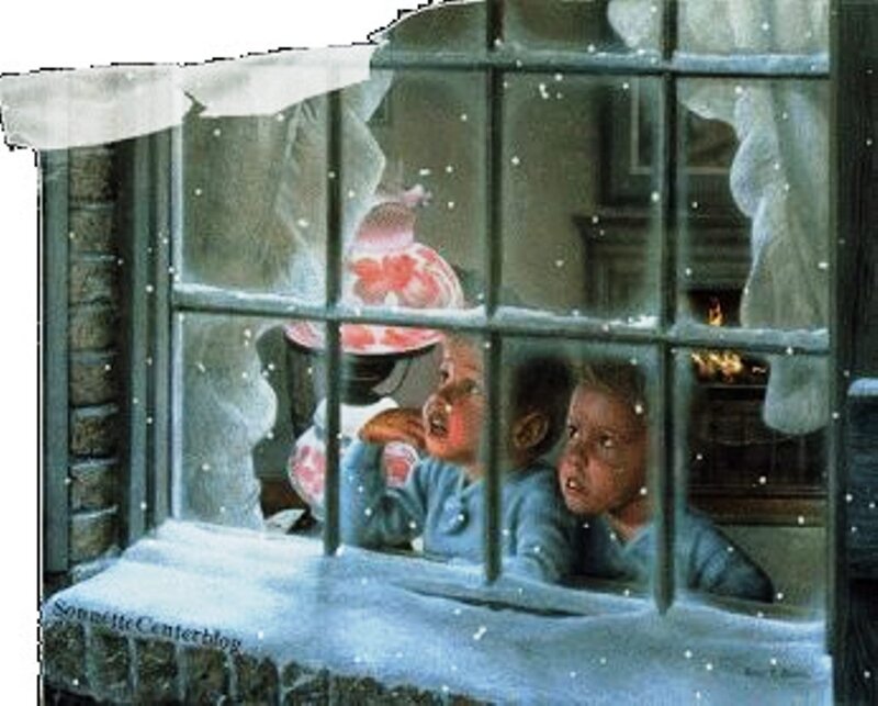 Two Children at Window — Blue