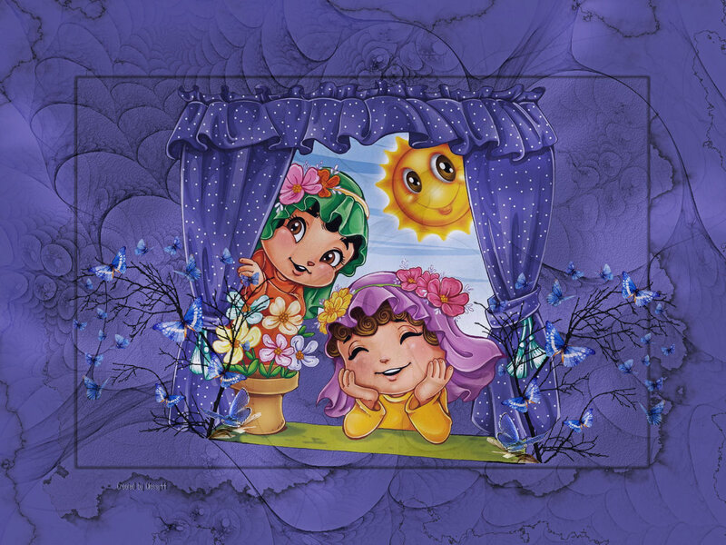 Two Children at Window — Purple