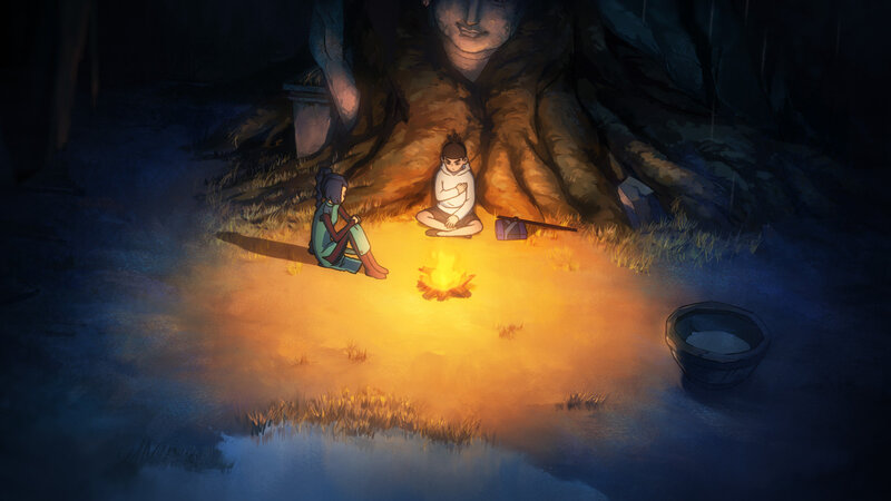 Two Children by Fire
