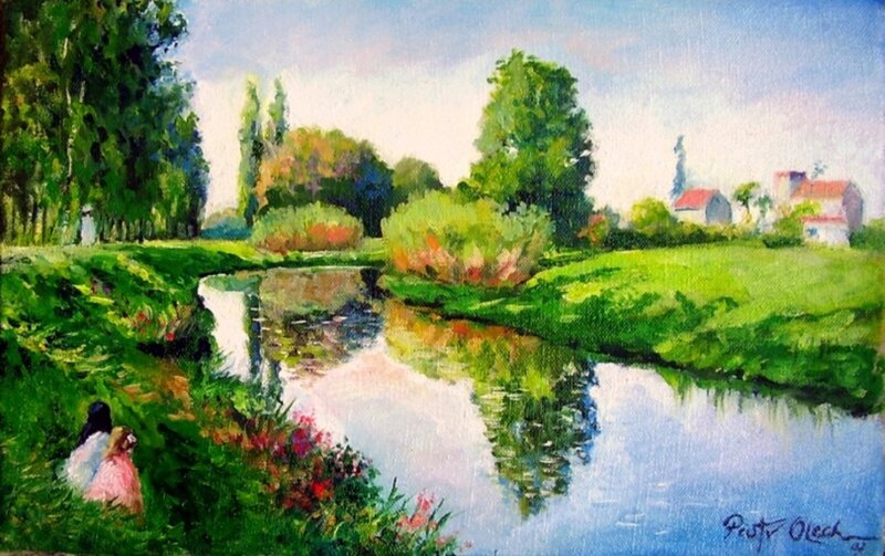 Two Children by River